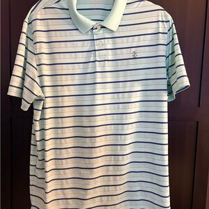 Izod Mint and Navy Striped Polo Shirt
